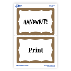 Avery® Name Badge Labels, Gold Border, 2-11/32