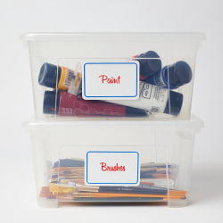 Avery Adhesive Name Badges Blue Border 2 1 3 X 3 3 8 400 Badges 5895