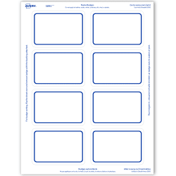 Avery Adhesive Name Badges Blue Border 2 1 3 X 3 3 8 400 Badges 5895
