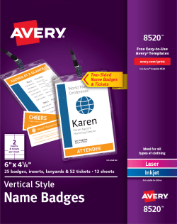 Avery Vertical Name Badge Event Tickets Durable Plastic Holders Lanyards 6 X 4 1 4 25 Badges 8520