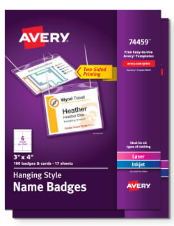 - 44459 Avery Name Badges with Lanyards 3 x 4 74459 Badge Holders & Lanyards Print or Write 200 Inserts - 44459 Avery Name Badges with Lanyards 3 x 4 74459 Badge Holders & Lanyards Print or Write 200 Inserts