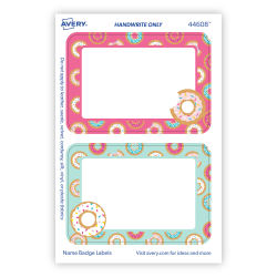 Avery® Adhesive Name Tags, Donuts, Pink & Blue, 2-1/3