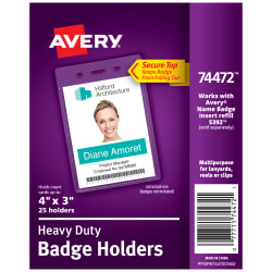Avery Heavy Duty Badge Holders Portrait 4 X 3 25 Holders 74472