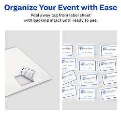 Avery Adhesive Name Badges Blue Border 2 1 3 X 3 3 8 400 Badges 5895