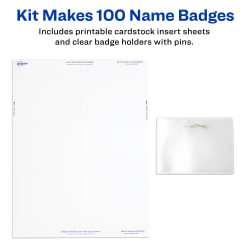Avery Top Loading Pin Style Name Badges 3 X 4 100 Badges 74540