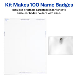Avery Top Loading Garment Friendly Clip Style Name Badges 3 X 4 100 Badges 74541
