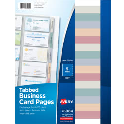 Avery 76009 10-Pack/200 Card Slots Business Card Pages Three-Hole Punched 