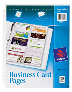 Avery Clear Business Card Pages Two Sided 3 Hole Punched Holds 20 Cards Each Pack Of 10 76009 Avery Com