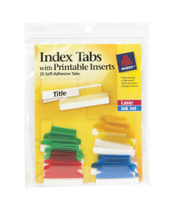 Avery Insertable Tabs Self Adhesive Printable Inserts 1 Assorted Colors 25 Tabs 16219