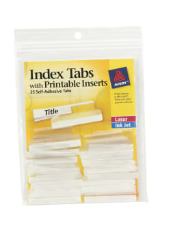 Avery Insertable Tabs Self Adhesive Printable Inserts 1 1 2 Clear 25 Tabs 16230