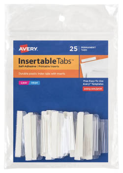 Avery Printable Tab Inserts for Hanging File Folders 3-1/2 ...