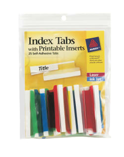 Avery® Self-Adhesive Index Tabs with Printable Inserts, 2 Width