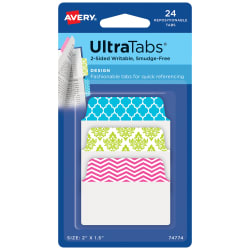 Avery® Ultra Tabs® Luxe Collection Multi-Use Tabs, 2 x 1-1/2, Assorted  Holographic Trio Designs, 18 Tabs (74145)