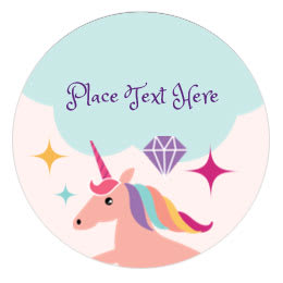 unicorn party round label 0435 01 12