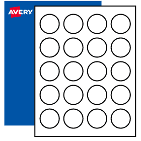 Avery Removable Circular Labels 12 labels per sheet 20 sheet pack L7104REV-20 