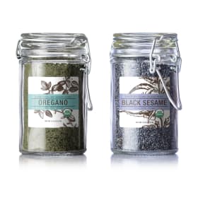 empty spice jars and labels