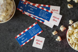 Make invitations to fit the movie theme with tear-away tickets and movie popcorn design templates from our summer templates gallery.