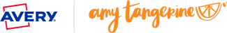 Avery logo and Amy Tangerine logos, separated by white line inbetween 