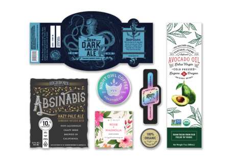 Avery beard oil labels come in a huge variety of materials and finishes