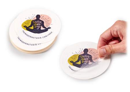 Custom waterproof stickers with an easy-peel backing