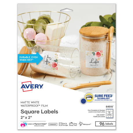 package of Avery square labels
