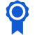 blue badge representing Avery 100% satisfaction guarantee