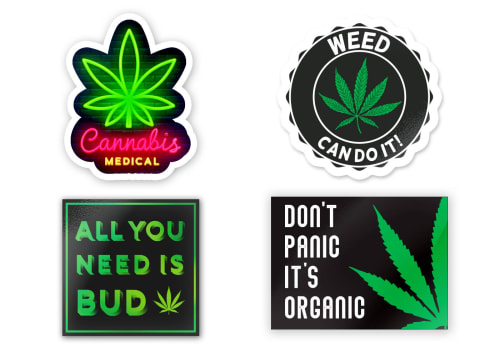Order custom vinyl stickers to promote your dispensary, marijuana products or CBD