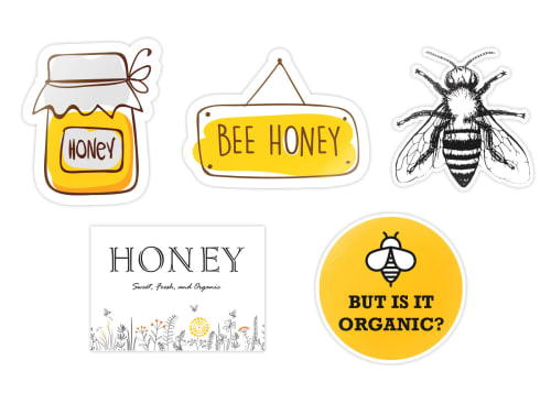 Order custom honey stickers for giveaways, promotions or sales