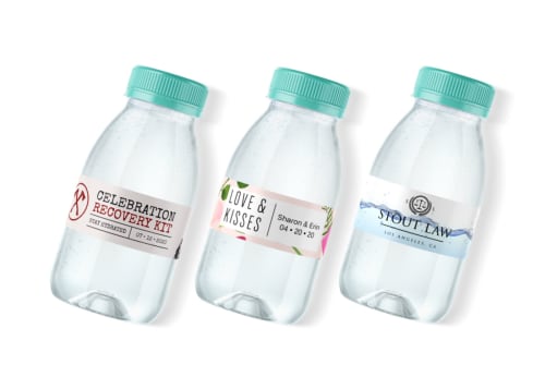 Order blank or custom printed water bottle labels online