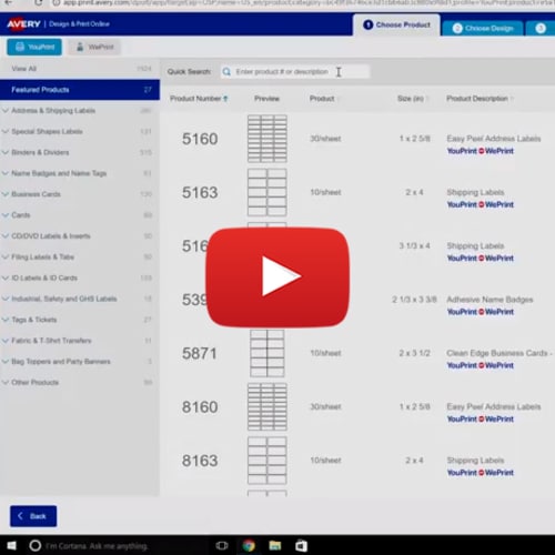 avery create and print