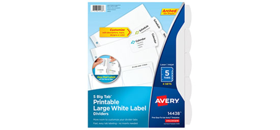 Big Tab™ Printable White Label Dividers