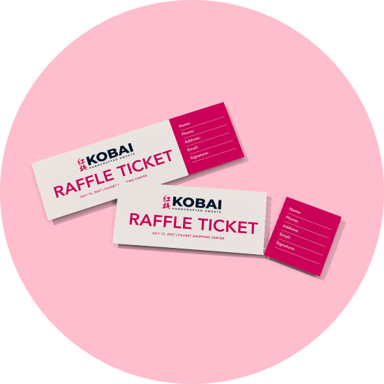 Avery tickets with custom printed branding.