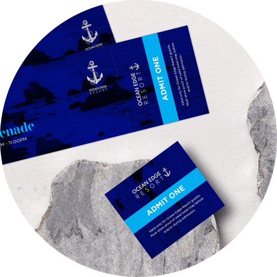 Avery stamp cards with custom printed branding.