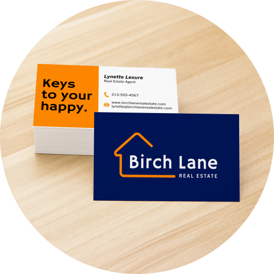 Avery business cards with custom printed real estate branding.