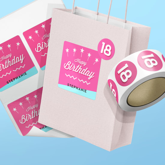 Personalised Baby Girl 1st Birthday Party Bag Stickers Labels Favours PINK