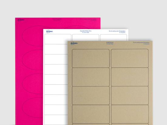 Image of 3 blank sheets of labels, one in a 2