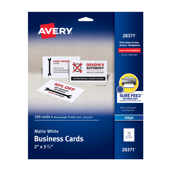 Blue Package of Avery Business Cards