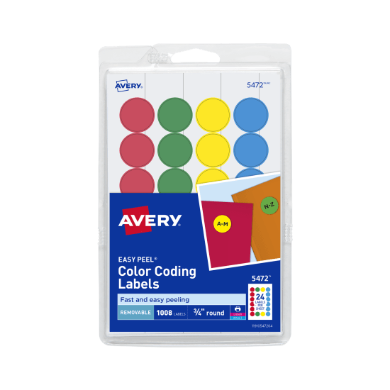 Clamshell Package of Avery Round Color Coding Labels