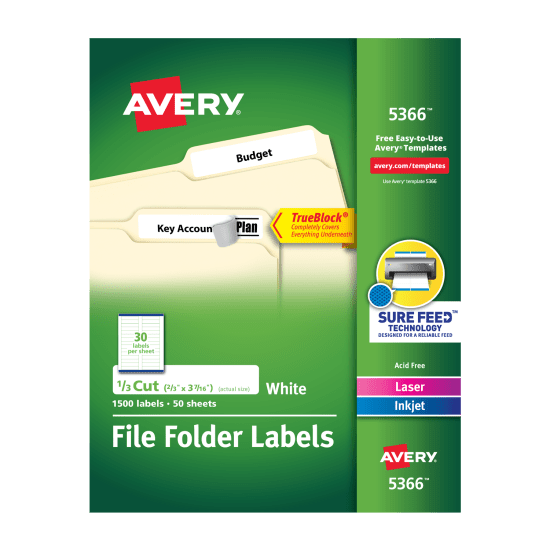 Green package of Avery File Folder Labels