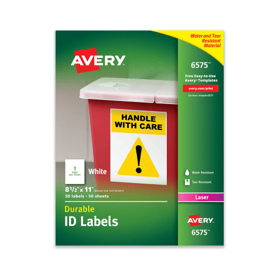 A green package of Avery 6575 8-1/2