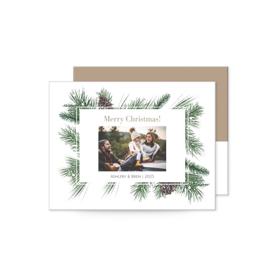 Folded Christmas Card Template, 5x7 Happy Holidays Greeting Card