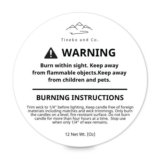 Candle Warning Label, Warning Label for Candles