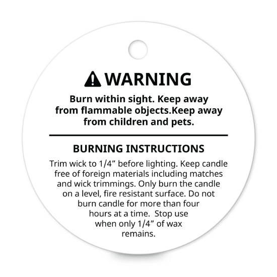 Editable Wax Melt Warning Label Template Care & Fire Safety