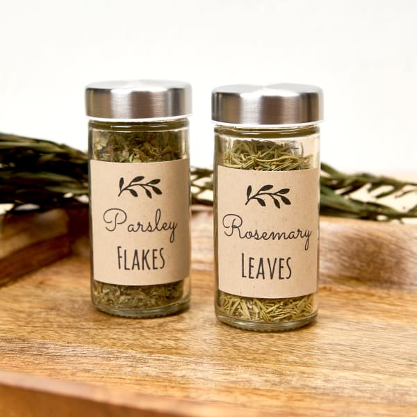 Labelled Square Spice Jars With Shaker Inside Tops and Gold Lids Set of 6  Home Organisation Waterproof Gold Labels 
