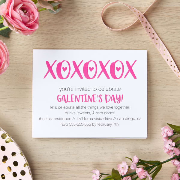 Avery DIY Galentine's Da party invitation template is shown on postcard 5389. 