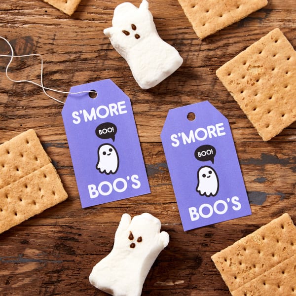 S'more boos Halloween template printed on Avery 22802 tags. 