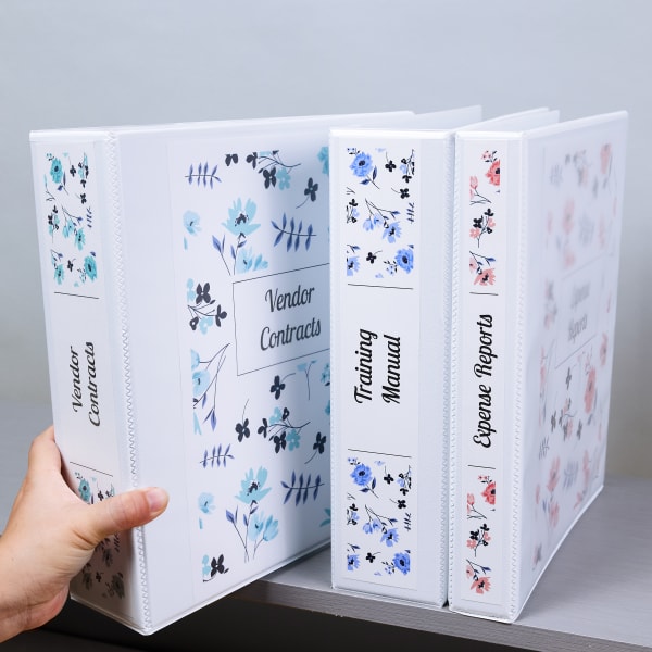 An example of how to personalize the best home office binders which are Avery 79793, 79192, and 79799 heavy-duty view binders. The binders have custom binder spine inserts and coversheets so that you can  easily see what's inside. 