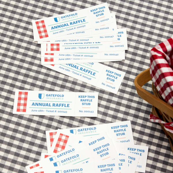 Image showing raffle tickets for a company picnic made using a free Avery template design.
