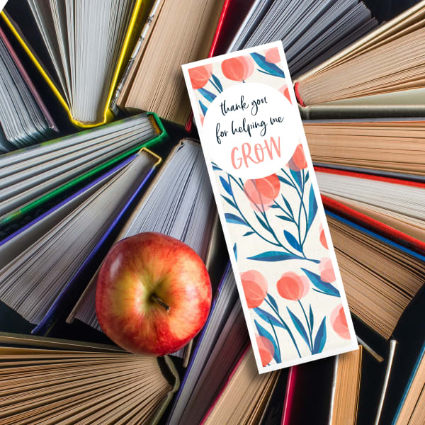 A printable bookmark design with an encouraging floral design printed on an Avery ticket.
