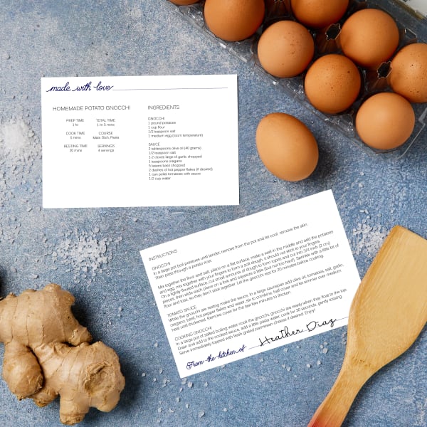 Recipe Cards Lined with Blue and White Design 4 X 6 Double-Sided